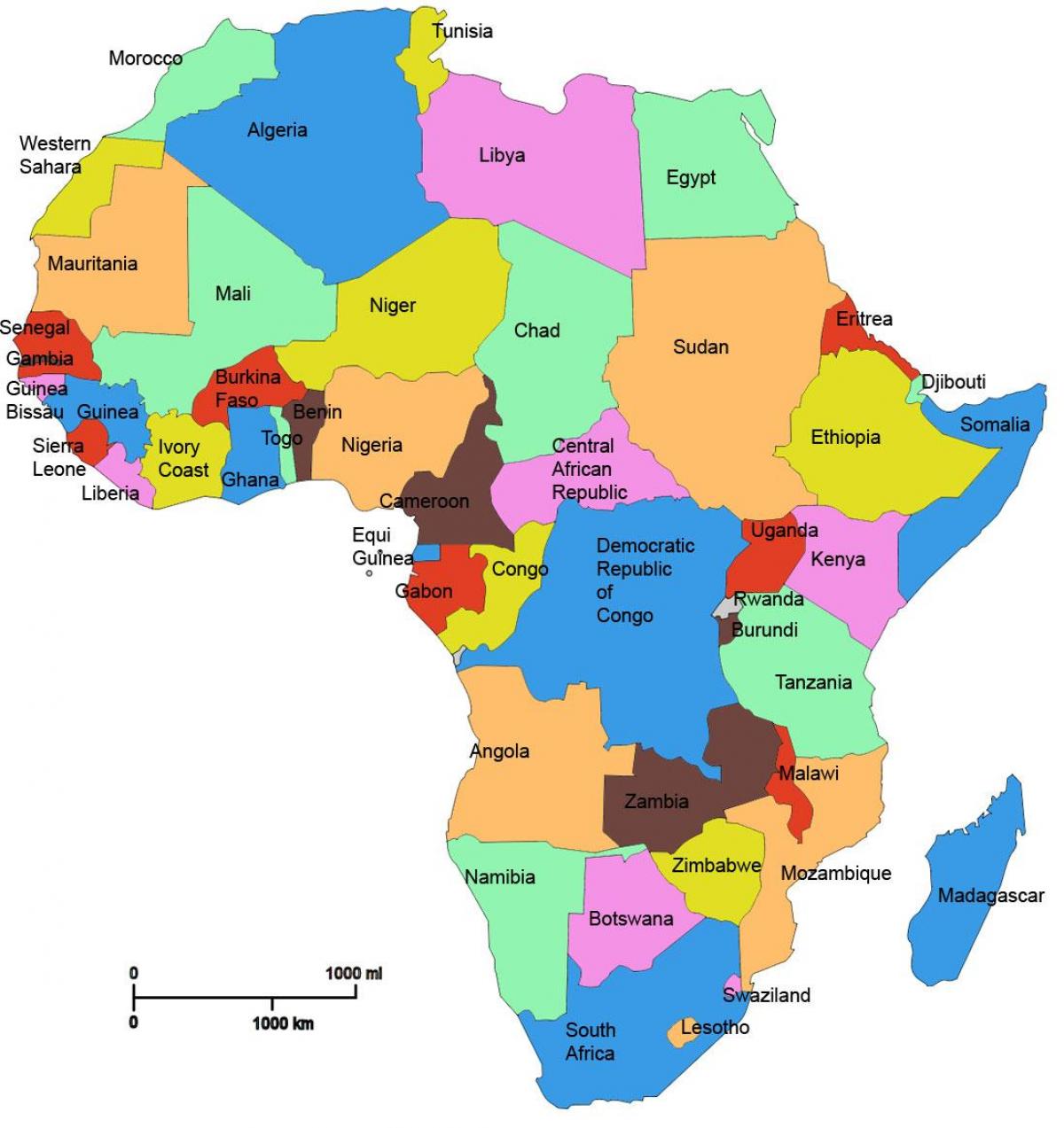 mapa Afryki, pokazując Tanzanii