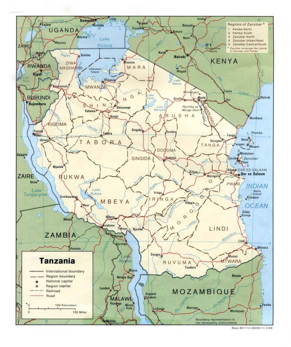 Mapa miejsc historycznych w Tanzanii