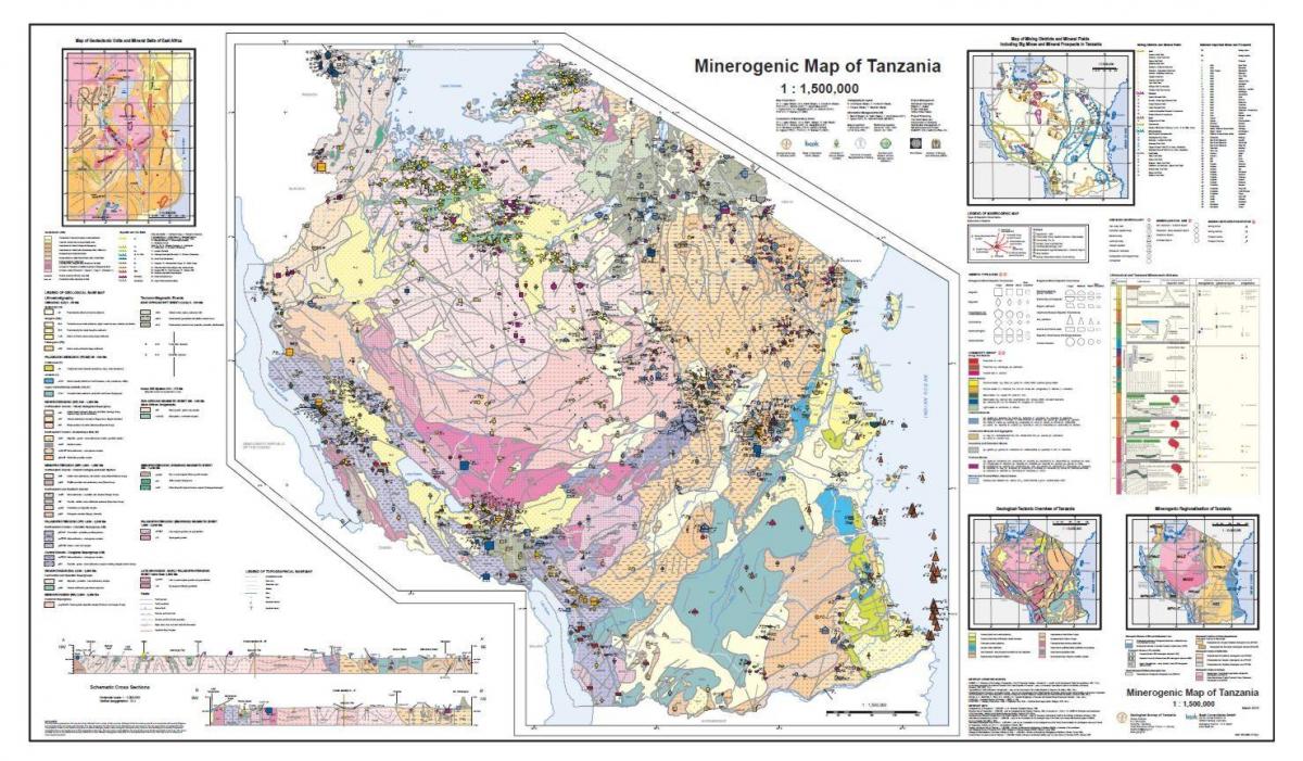 geologii i mineralnym mapie Tanzanii