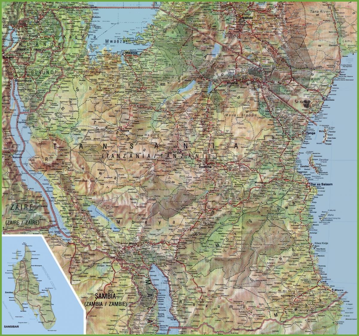 Mapa szczegółowa Tanzanii