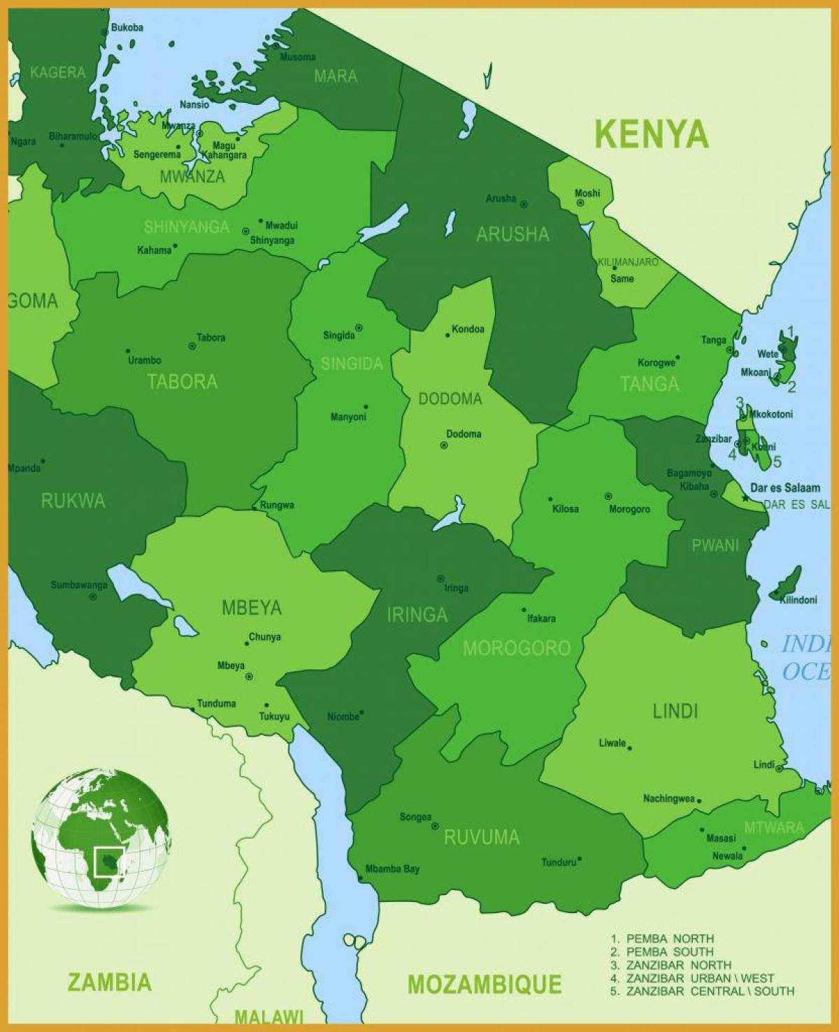 Mapa Tanzanii roślinności