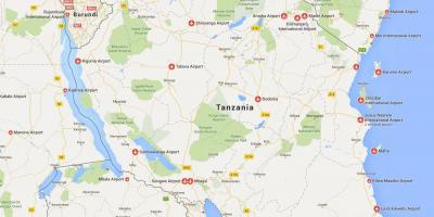 Mapa lotniska Tanzanii 