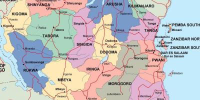 Mapa Tanzanii politycznych