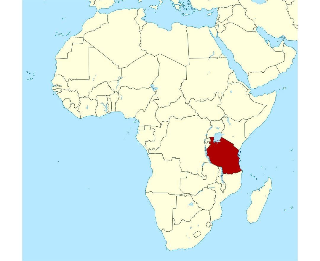 Mapa lokalizacji Tanzanii na świat 