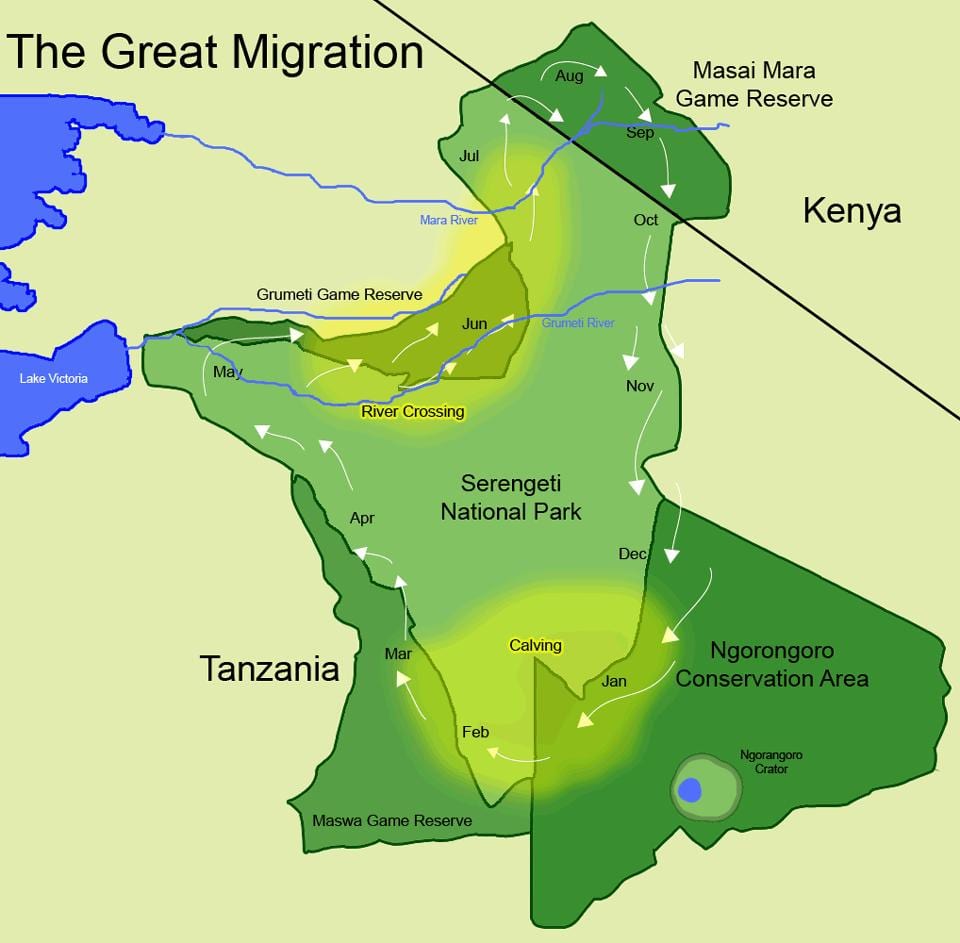 Mapa migracji Tanzanii 