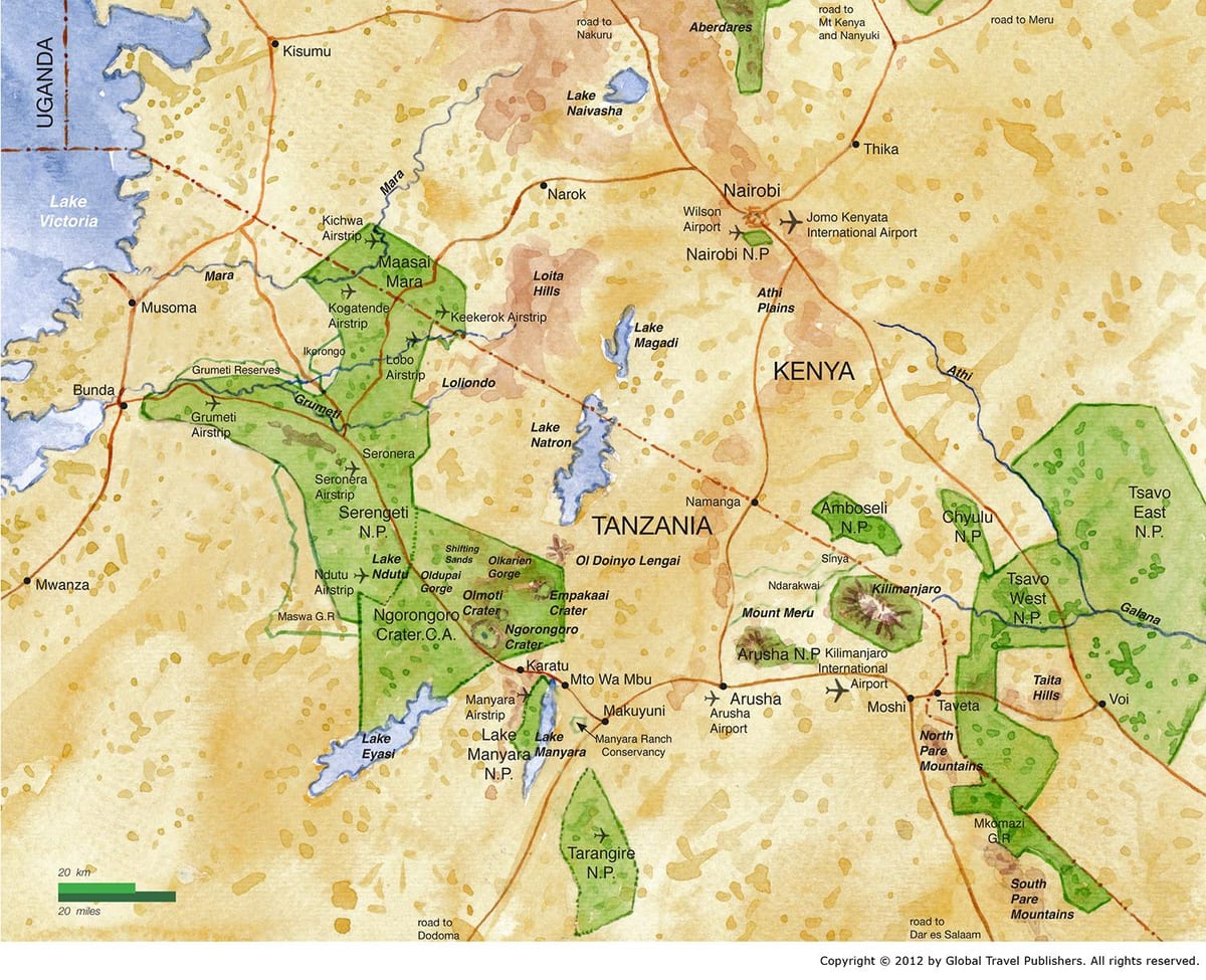 Mapa Północnej Tanzanii
