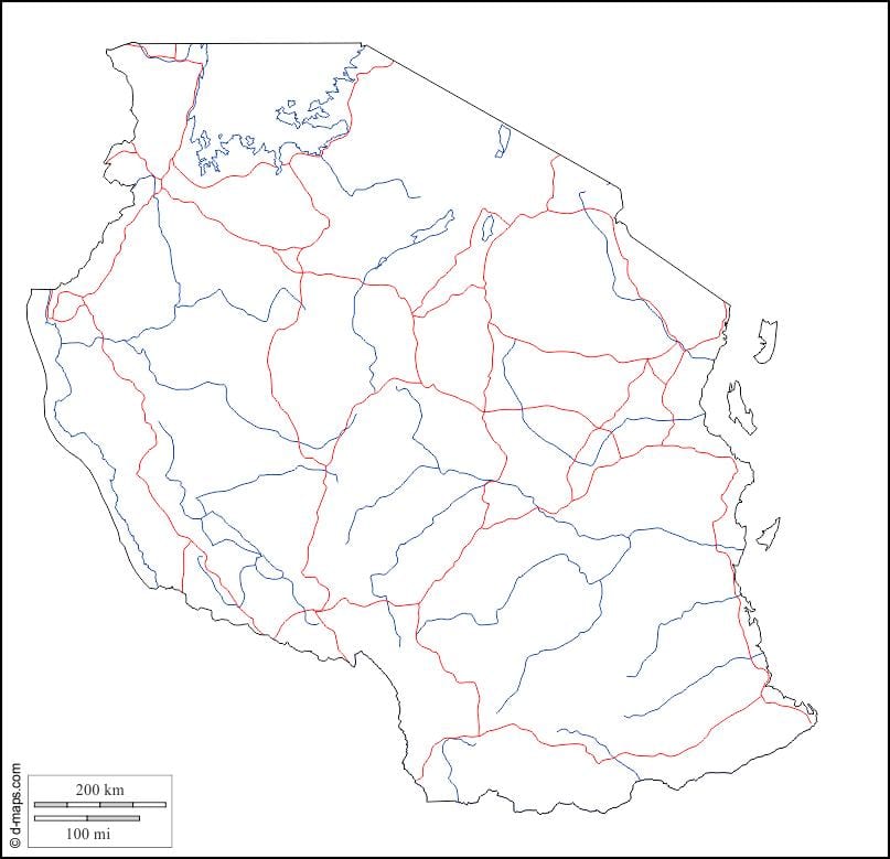 pusta mapa Tanzanii