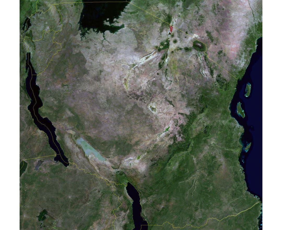 Mapa satelitarna Tanzanii