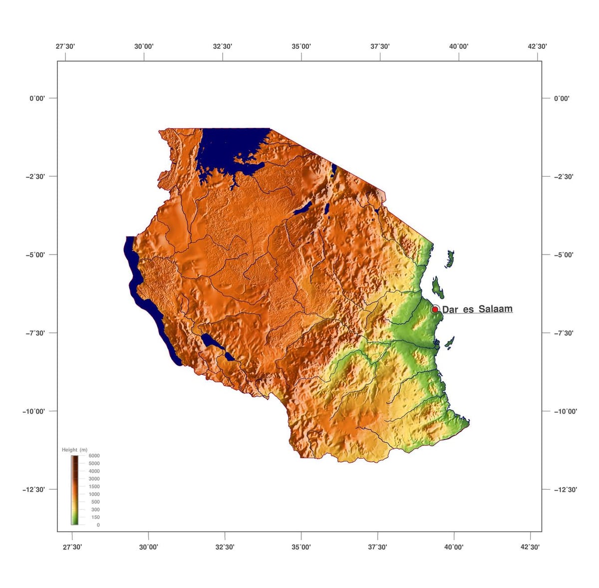 Karta terenu Tanzanii 