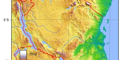 Topograficzna mapa Tanzanii