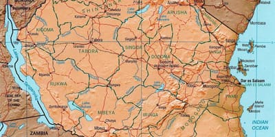 Geograficzne Tanzanii na mapie