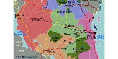 Mapa Tanzanii język