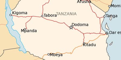 Mapa kolei Tanzania 