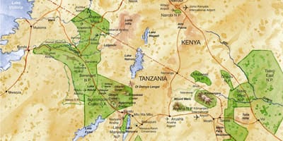 Mapa Północnej Tanzanii