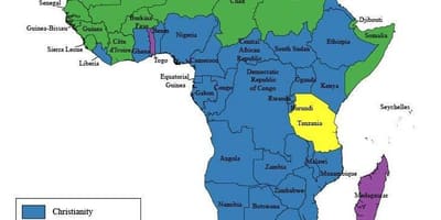Mapa religii Tanzanii 