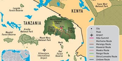 Mapa Kilimandżaro W Tanzanii