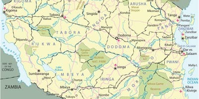 Atrakcje turystyczne w Tanzanii na mapie