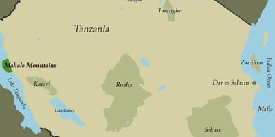 Mapa Tanzanii góry